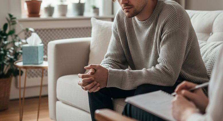 Мужчина на сеансе психотерапевта